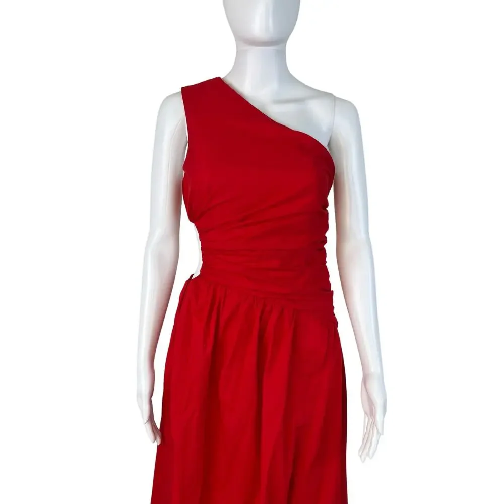 Abercrombie and Fitch Red Cutout Waist One Shoulder Dress (Sz XS)